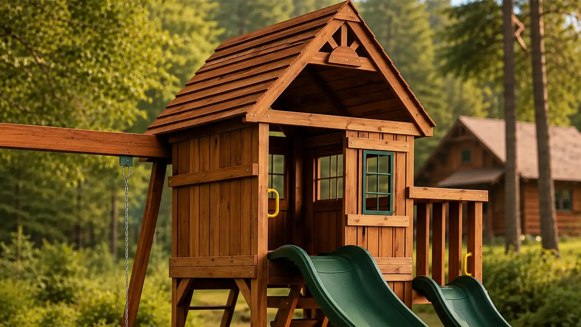 Torre de juego del playset Chipinque de madera para jardín