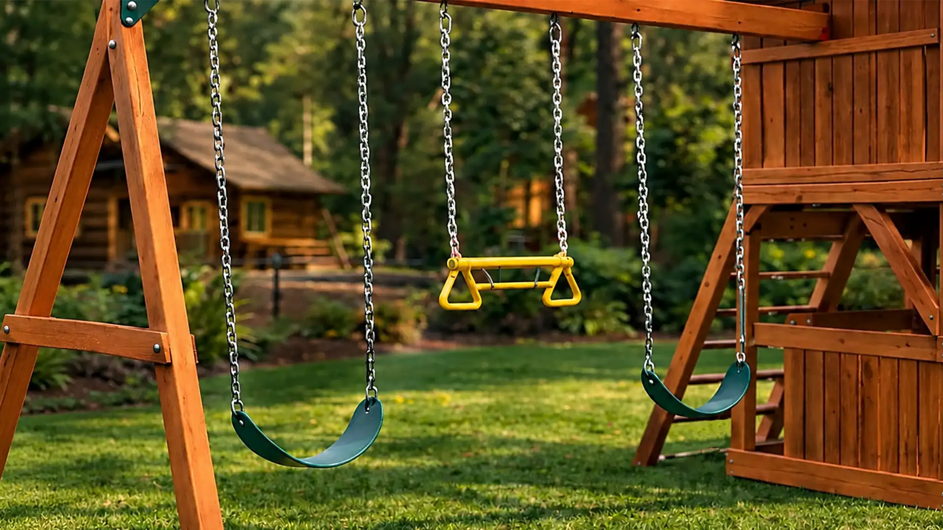 Área de columpios del playset Chipinque para niños