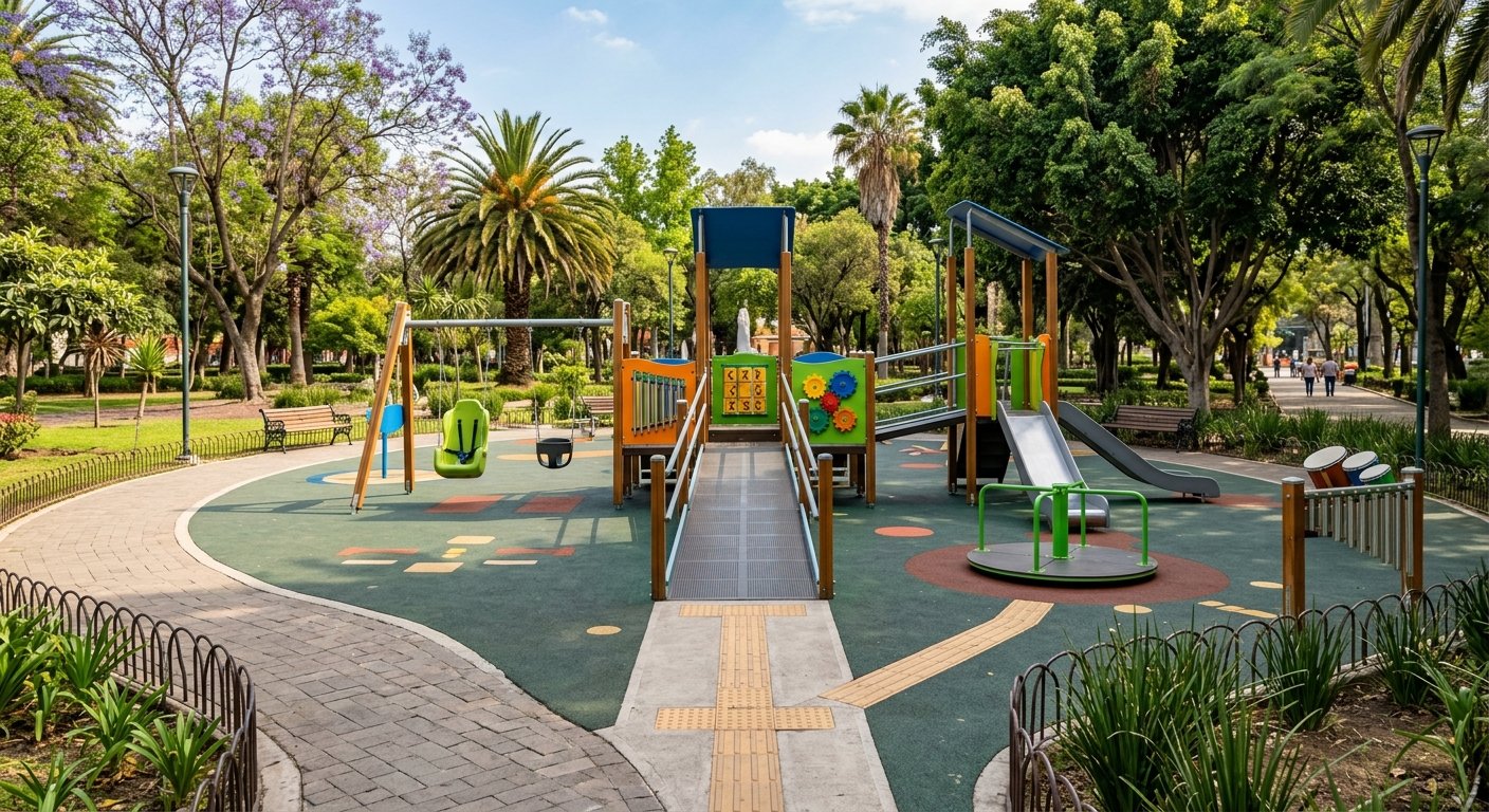 ¿Cómo equipar un parque infantil para niños con discapacidad?