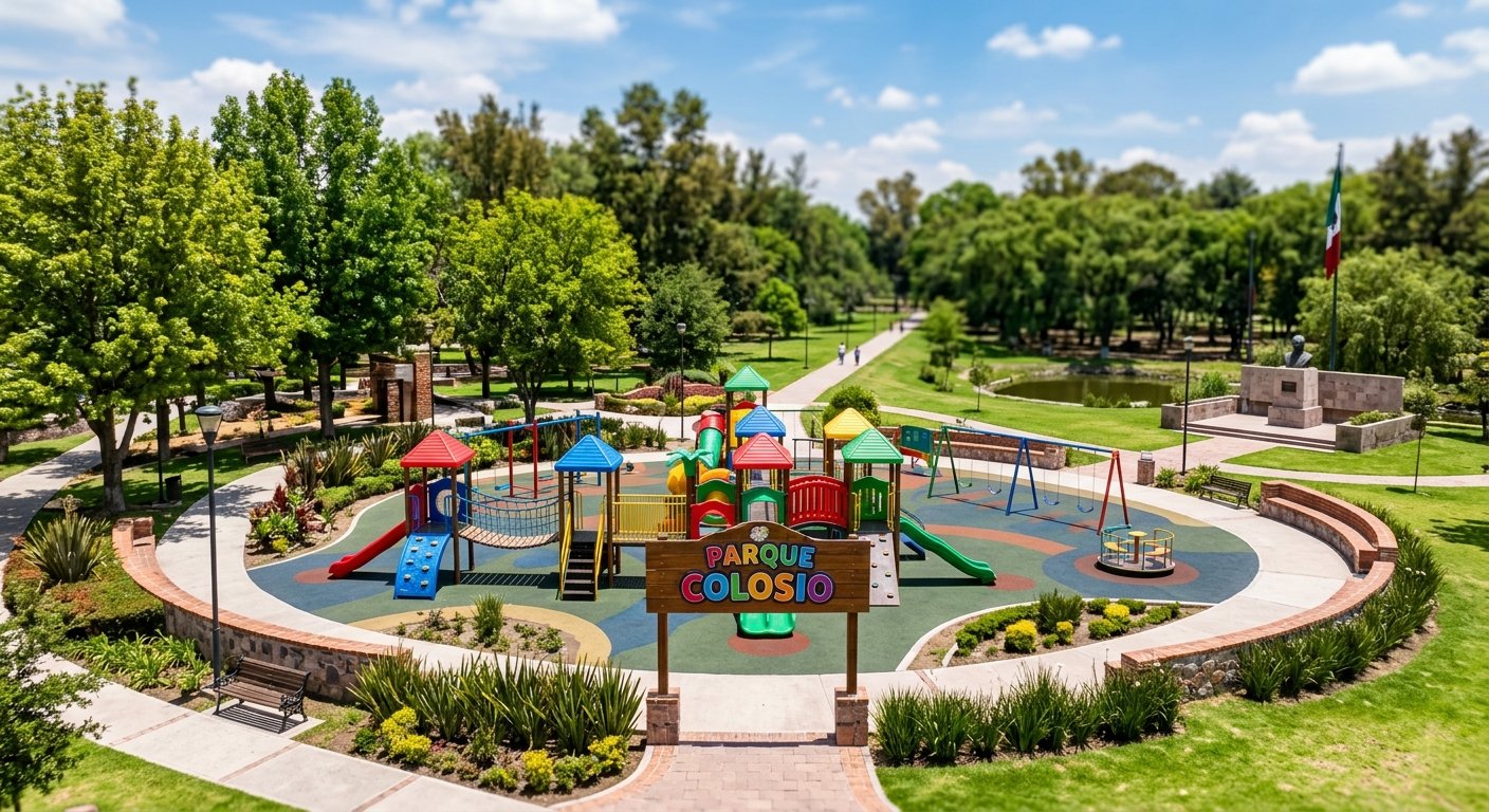 Juegos infantiles y equipamiento para parque colosio fabricados bajo norma EN 1176 en México - Playout Kids